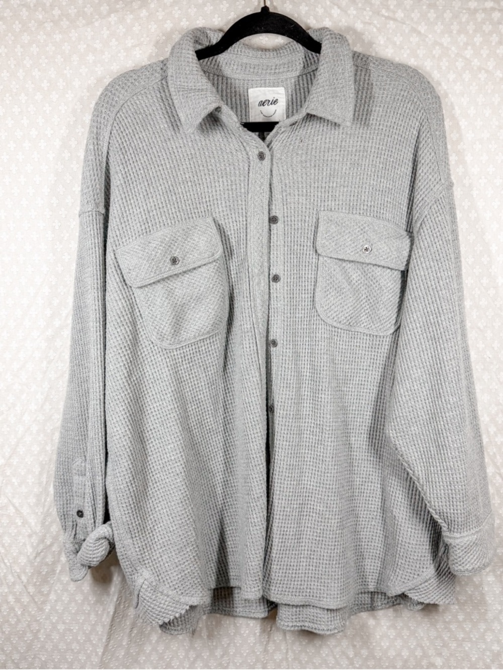 Aerie Grey Waffle Knit Lumberjane‎ Button Up Top - Picture 2 of 6